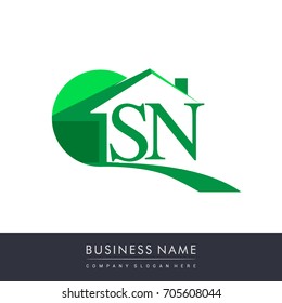 initial logo SN with house icon, business logo and property developer.