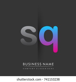 initial logo SQ lowercase letter colored grey and blue, pink, creative logotype concept, modern and simple logo design, logo design concept for business and corporate identity.