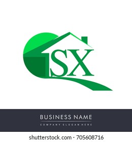 initial logo SX with house icon, business logo and property developer.