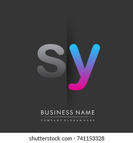 initial logo SY lowercase letter colored grey and blue, pink, creative logotype concept, modern and simple logo design, logo design concept for business and corporate identity.