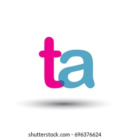 initial logo TA lowercase letter, blue and pink overlap transparent logo, modern and simple logo design.