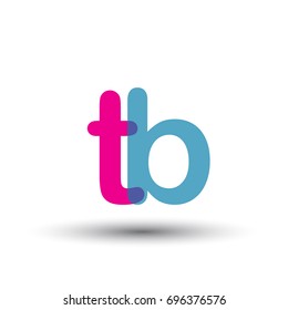 initial logo TB lowercase letter, blue and pink overlap transparent logo, modern and simple logo design.