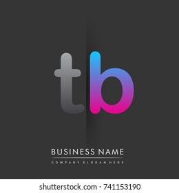 initial logo TB lowercase letter colored grey and blue, pink, creative logotype concept, modern and simple logo design, logo design concept for business and corporate identity.