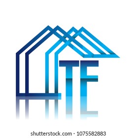 initial logo TF with house icon, business logo and property developer.