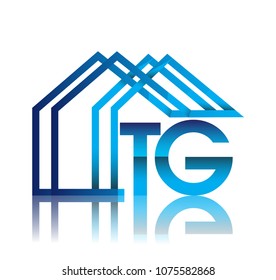 initial logo TG with house icon, business logo and property developer.