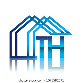 initial logo TH with house icon, business logo and property developer.