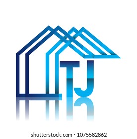 initial logo TJ with house icon, business logo and property developer.