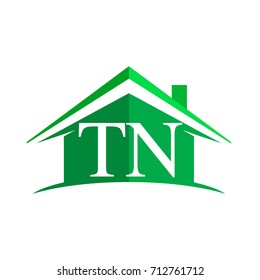 initial logo TN with house icon and green color, business logo and property developer.