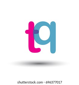 initial logo TQ lowercase letter, blue and pink overlap transparent logo, modern and simple logo design.