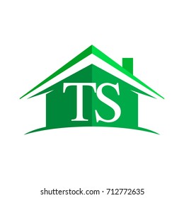 initial logo TS with house icon and green color, business logo and property developer.
