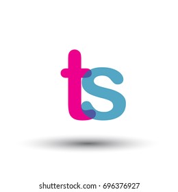 initial logo TS lowercase letter, blue and pink overlap transparent logo, modern and simple logo design.