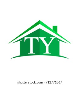 initial logo TY with house icon and green color, business logo and property developer.
