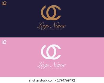 Initial Logo U And C Luxury Elegant Branding Company Pink Blue Gold