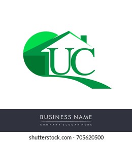 initial logo UC with house icon, business logo and property developer.