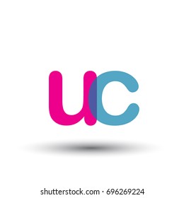 initial logo UC lowercase letter, blue and pink overlap transparent logo, modern and simple logo design.