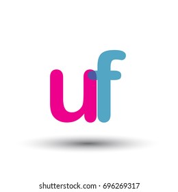 initial logo UF lowercase letter, blue and pink overlap transparent logo, modern and simple logo design.