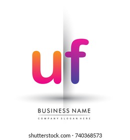 initial logo UF lowercase letter, orange and magenta creative logotype concept, modern and simple logo design.