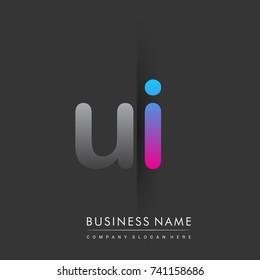 initial logo UI lowercase letter colored grey and blue, pink, creative logotype concept, modern and simple logo design, logo design concept for business and corporate identity.