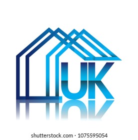 initial logo UK with house icon, business logo and property developer.