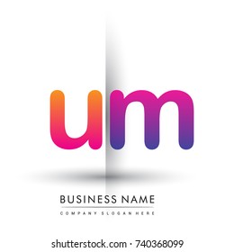 initial logo UM lowercase letter, orange and magenta creative logotype concept, modern and simple logo design.