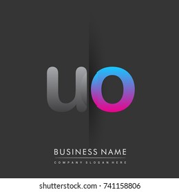 initial logo UO lowercase letter colored grey and blue, pink, creative logotype concept, modern and simple logo design, logo design concept for business and corporate identity