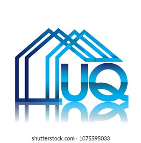 initial logo UQ with house icon, business logo and property developer.