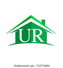 initial logo UR with house icon and green color, business logo and property developer.
