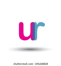 initial logo UR lowercase letter, blue and pink overlap transparent logo, modern and simple logo design.