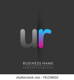 initial logo UR lowercase letter colored grey and blue, pink, creative logotype concept, modern and simple logo design, logo design concept for business and corporate identity.