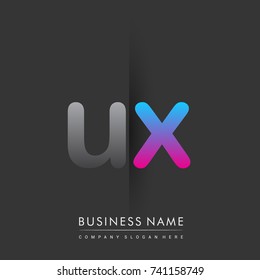 initial logo UX lowercase letter colored grey and blue, pink, creative logotype concept, modern and simple logo design, logo design concept for business and corporate identity.