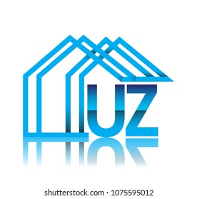 initial logo UZ with house icon, business logo and property developer.