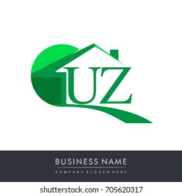initial logo UZ with house icon, business logo and property developer.