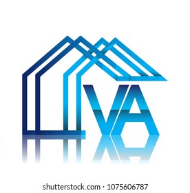 initial logo VA with house icon, business logo and property developer.