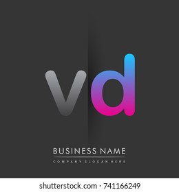 initial logo VD lowercase letter colored grey and blue, pink, creative logotype concept, modern and simple logo design, logo design concept for business and corporate identity.