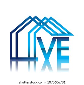 initial logo VE with house icon, business logo and property developer.
