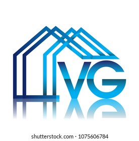 initial logo VG with house icon, business logo and property developer.