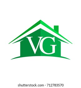 initial logo VG with house icon and green color, business logo and property developer.
