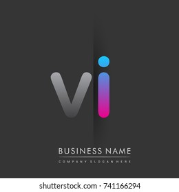 initial logo VI lowercase letter colored grey and blue, pink, creative logotype concept, modern and simple logo design, logo design concept for business and corporate identity.