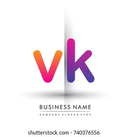 initial logo VK lowercase letter, orange and magenta creative logotype concept, modern and simple logo design.