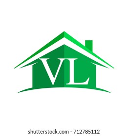initial logo VL with house icon and green color, business logo and property developer.
