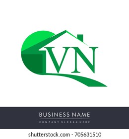 initial logo VN with house icon, business logo and property developer.