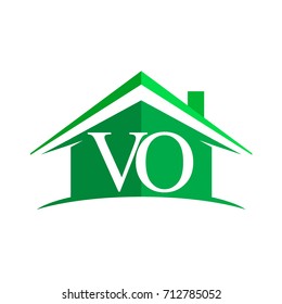 initial logo VO with house icon and green color, business logo and property developer.