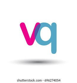 initial logo VQ lowercase letter, blue and pink overlap transparent logo, modern and simple logo design.
