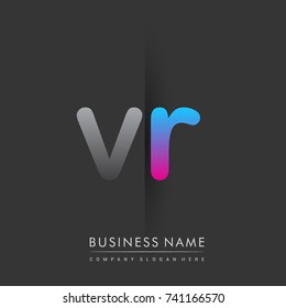 initial logo VR lowercase letter colored grey and blue, pink, creative logotype concept, modern and simple logo design, logo design concept for business and corporate identity.