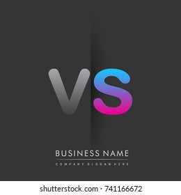 initial logo VS lowercase letter colored grey and blue, pink, creative logotype concept, modern and simple logo design, logo design concept for business and corporate identity.