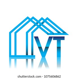 initial logo VT with house icon, business logo and property developer.