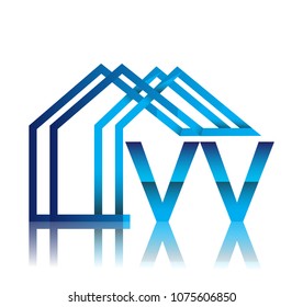 initial logo VV with house icon, business logo and property developer.