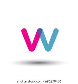 initial logo VV lowercase letter, blue and pink overlap transparent logo, modern and simple logo design.