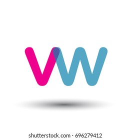 initial logo VW lowercase letter, blue and pink overlap transparent logo, modern and simple logo design.