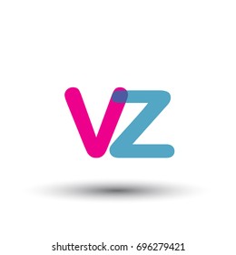 initial logo VZ lowercase letter, blue and pink overlap transparent logo, modern and simple logo design.
